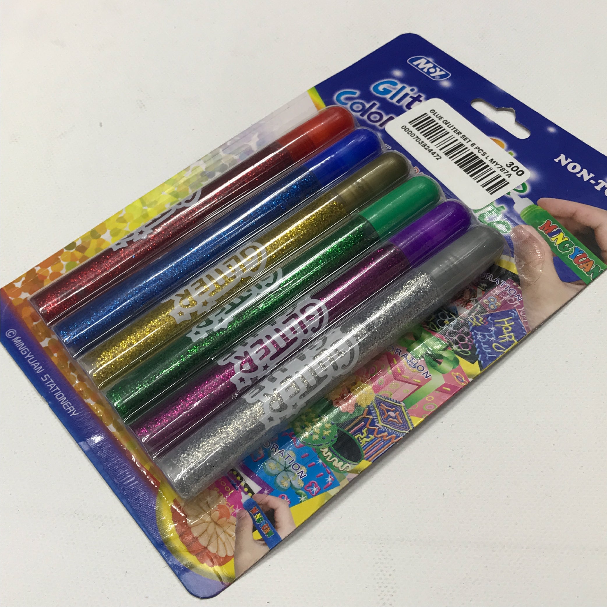 Set of 6 Non-Toxic Glitter Glue Pens for Crafting
