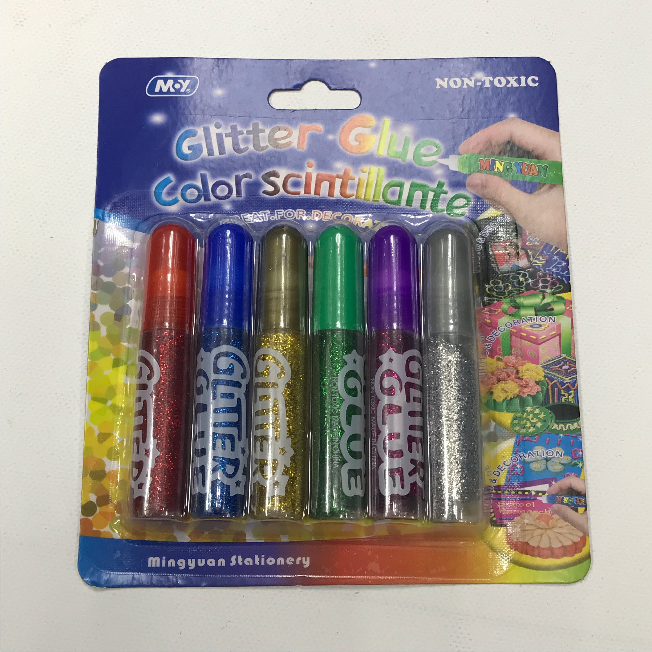 Set of 6 Glitter Glue Pens - Non-Toxic
