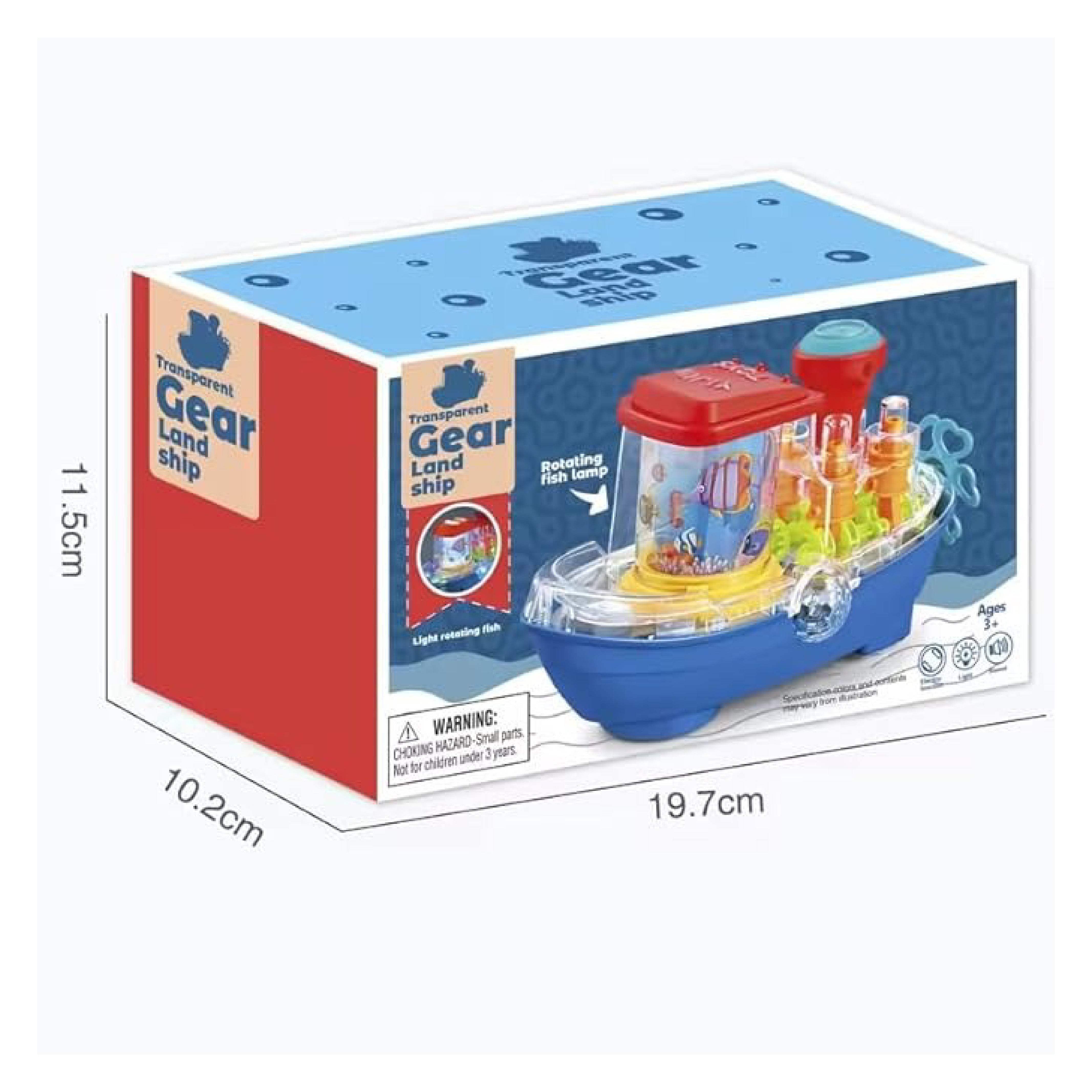 Gear Land Toy Ship with Rotating Fishing Lamp, Music, and Lights