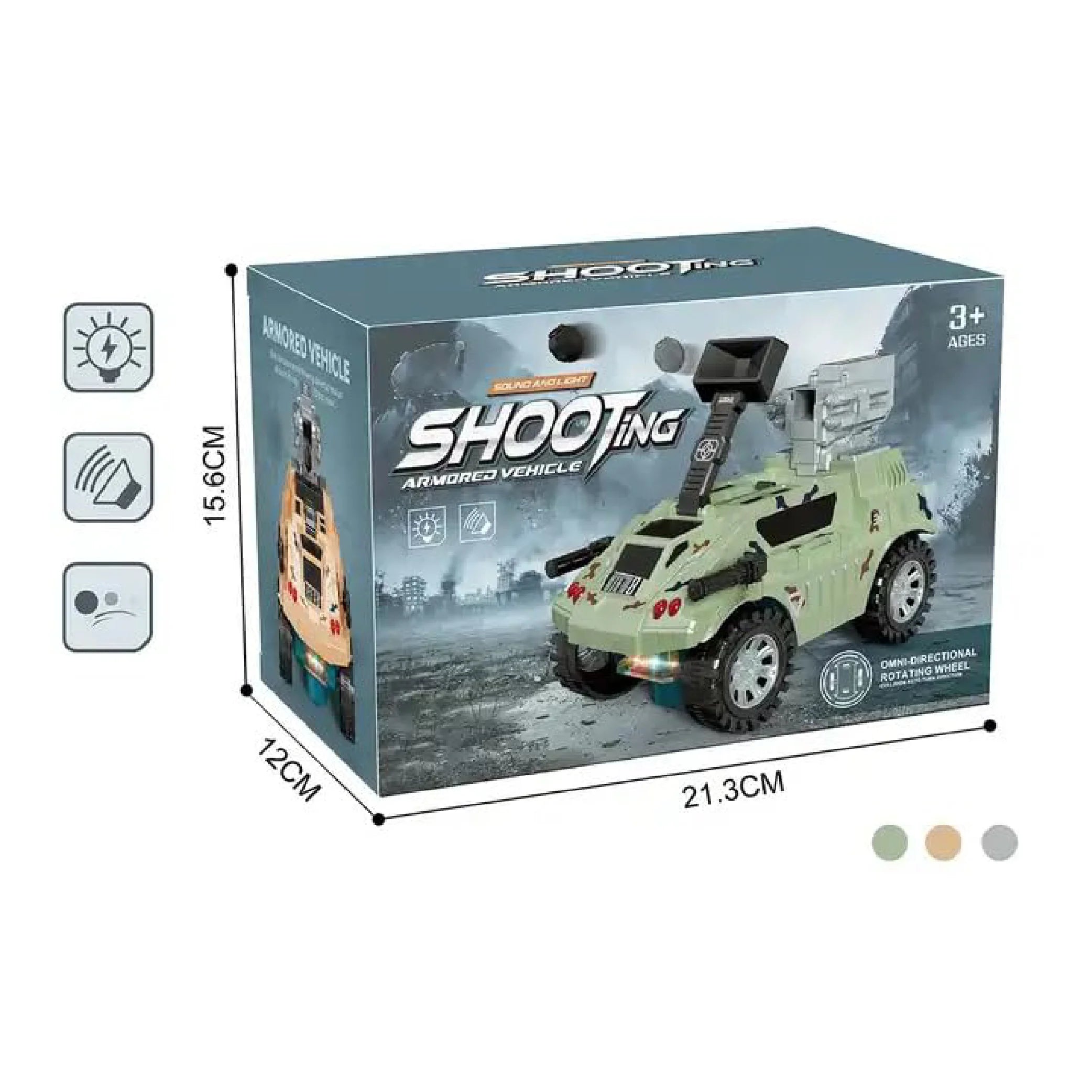 Shooting Armoured Vehicle - Musical & Lightning Army Tank Toy!