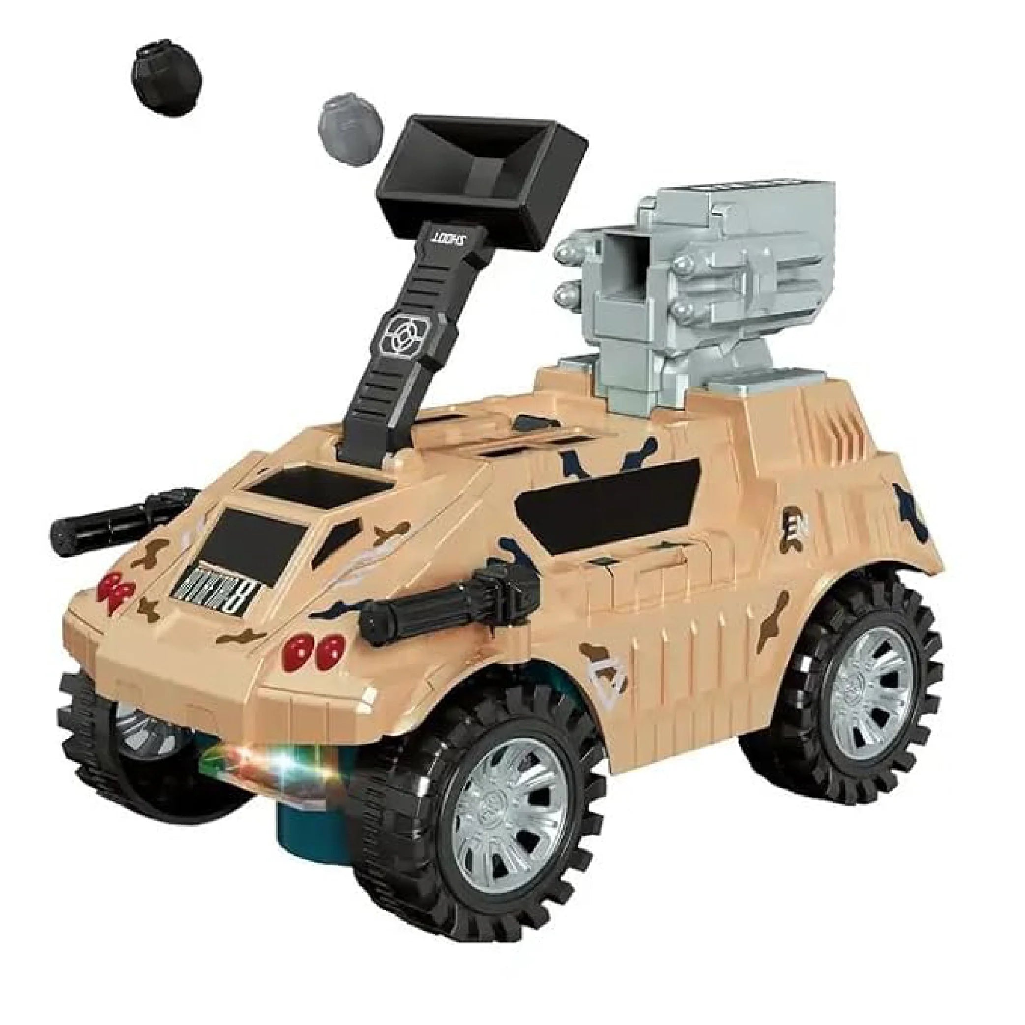 Shooting Armoured Vehicle - Musical & Lightning Army Tank Toy!