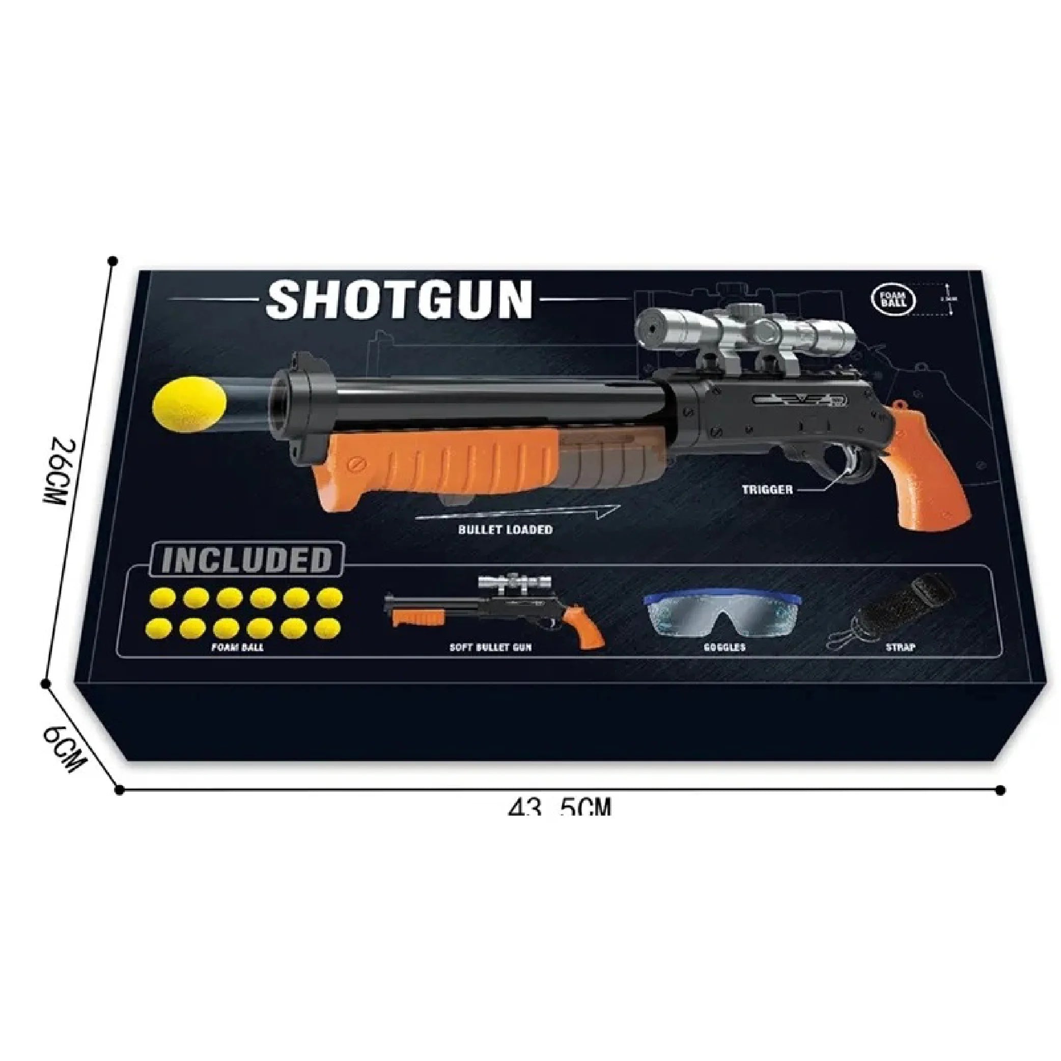 Shotgun Toy Gun with Protective Glasses & Soft Foam Balls - Safe Play for Kids!