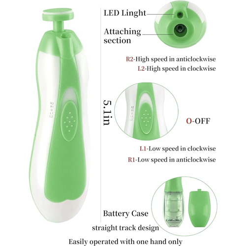 Rightwell Electric Baby Nail Set – Adjustable Speed & 6 Grinding Heads