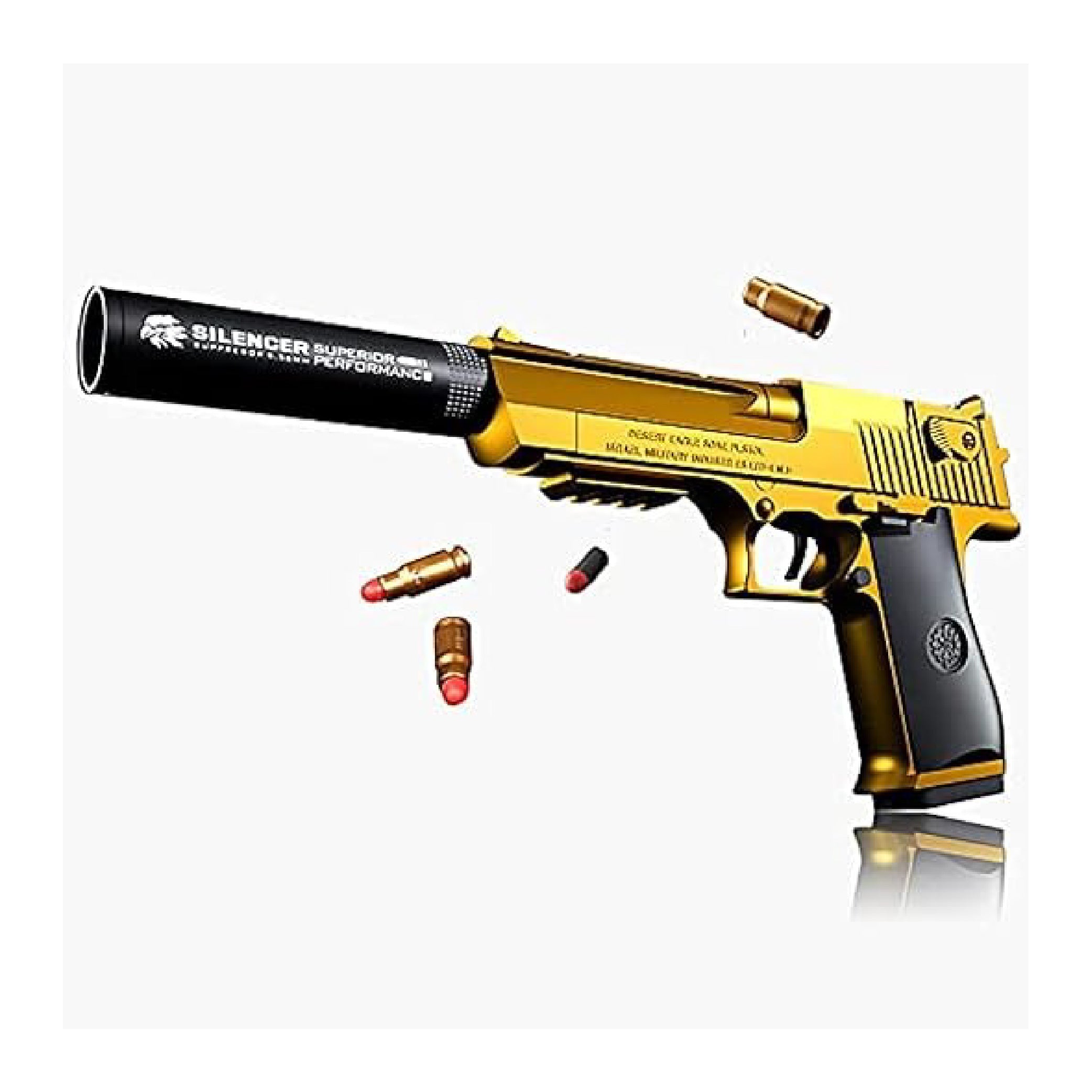 Desert Eagle Gold Toy Gun – Realistic Foam Dart Blaster with Silencer and Magazine