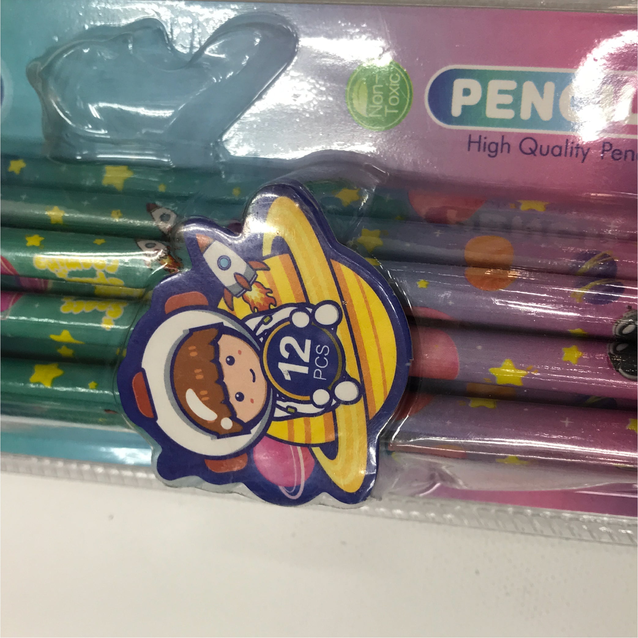 Space-Themed Colored Pencils - 12 Pack, Non-Toxic and Vibrant Design for Kids