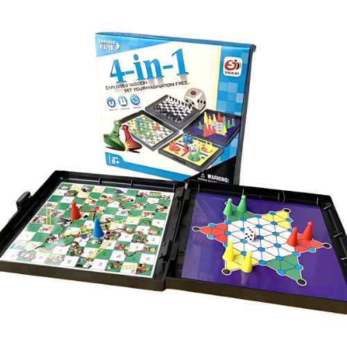 4-in-1 Family Fun Board Game - Strategy Games for All Ages