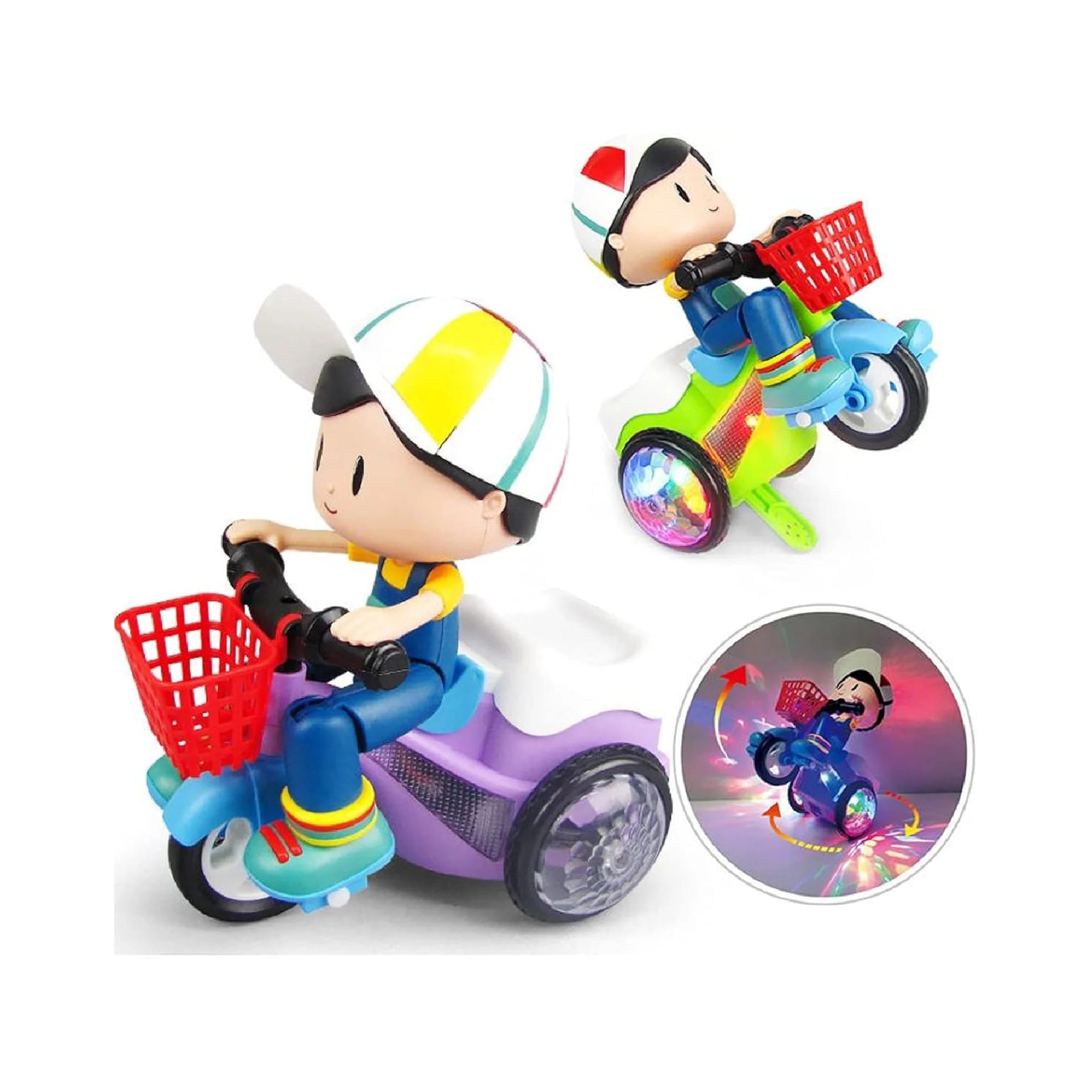 Stunt Electric Tricycle Toy Car 360° Rotating Fun with Lights and Music!