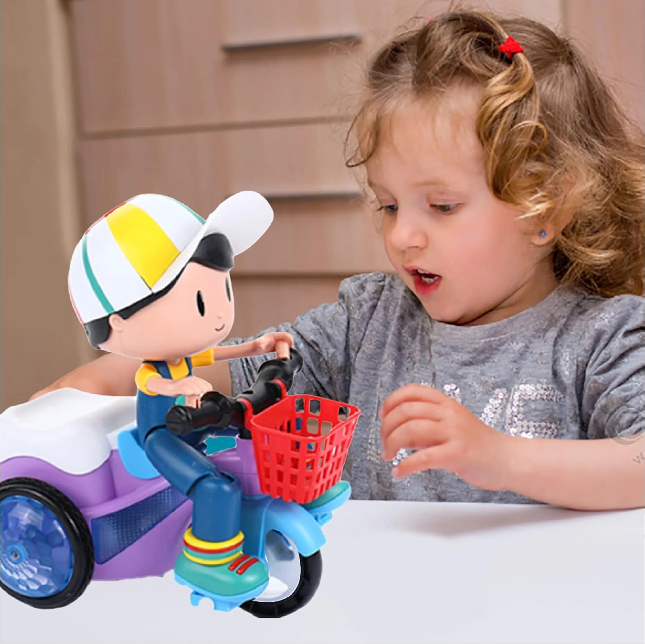 Stunt Electric Tricycle Toy Car 360° Rotating Fun with Lights and Music!