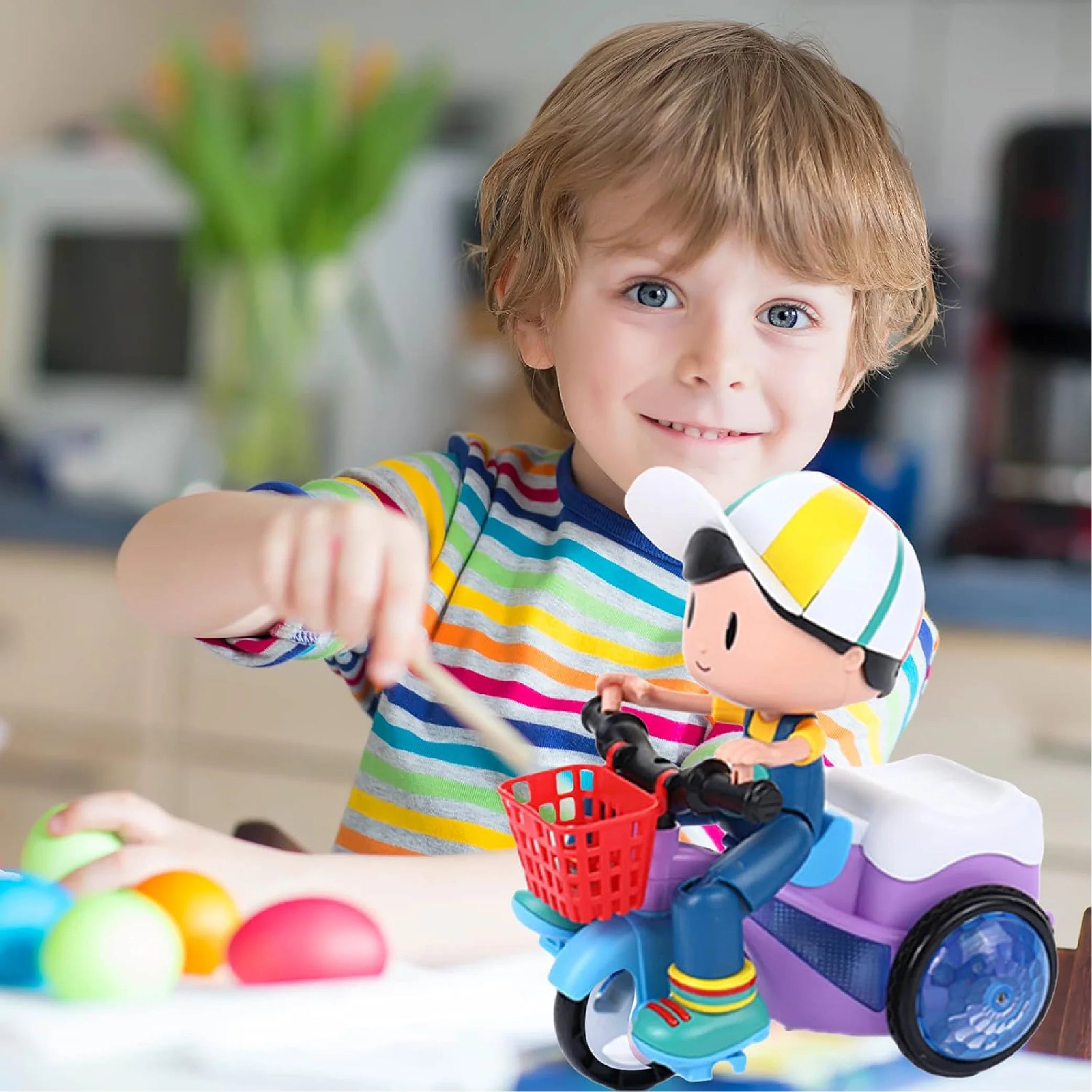 Stunt Electric Tricycle Toy Car 360° Rotating Fun with Lights and Music!