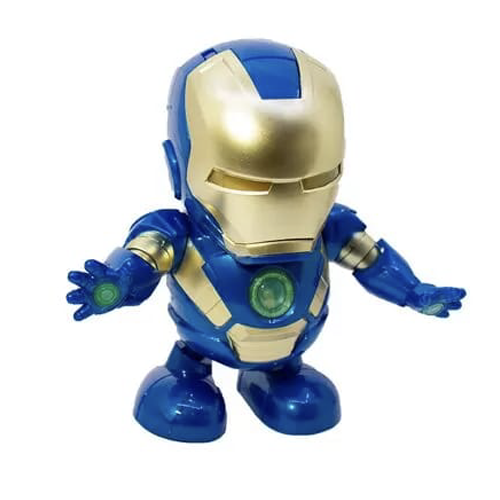 Iron Man figure with superhero phrases and effects