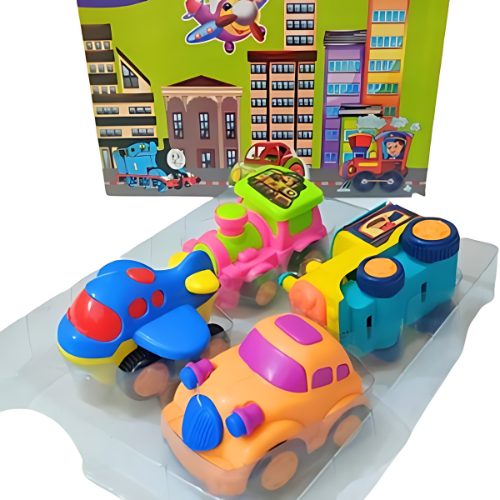 Adorable 4-Piece Cartoon Car Set