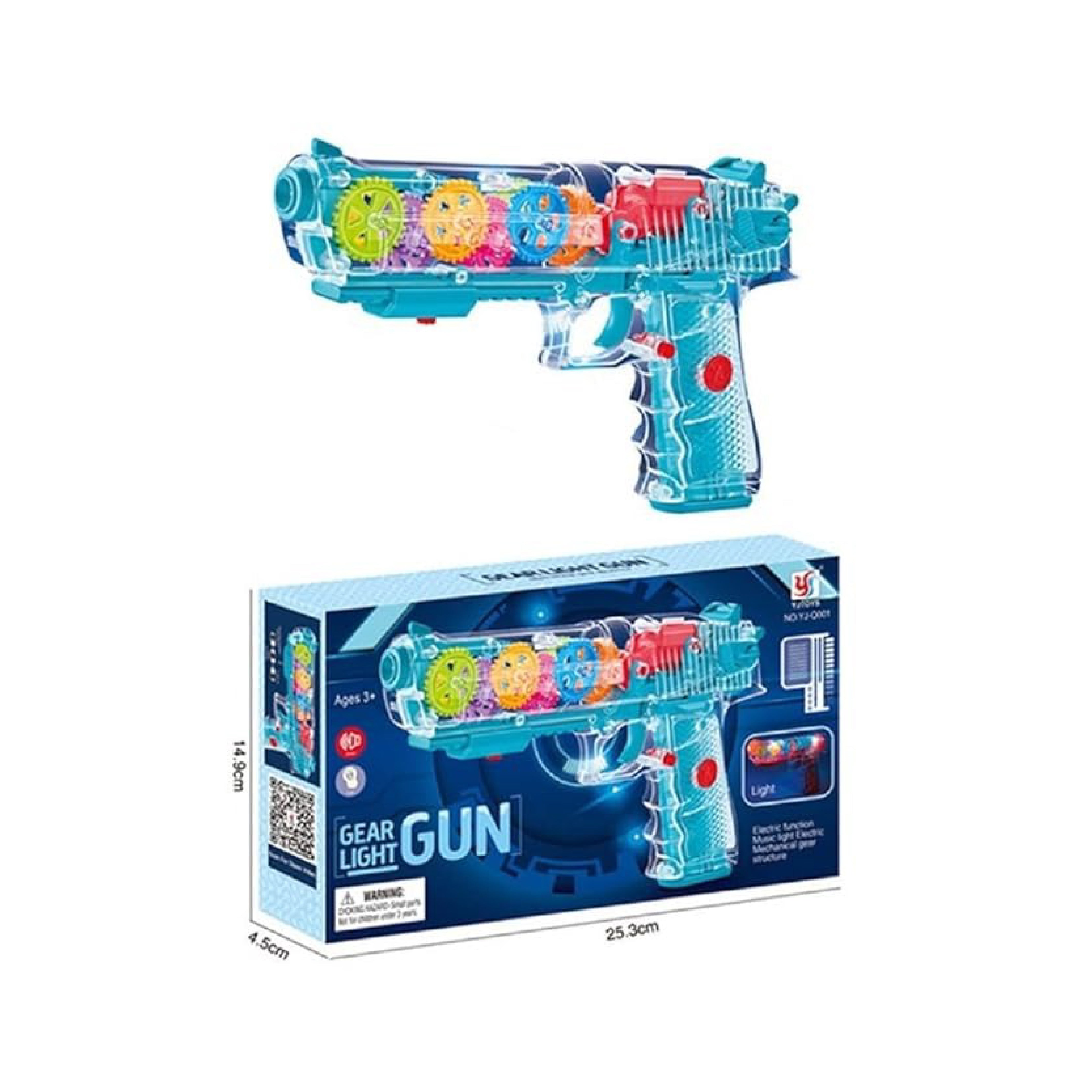 Gear Light Gun - Transparent Pistol Toy with Lights and Music