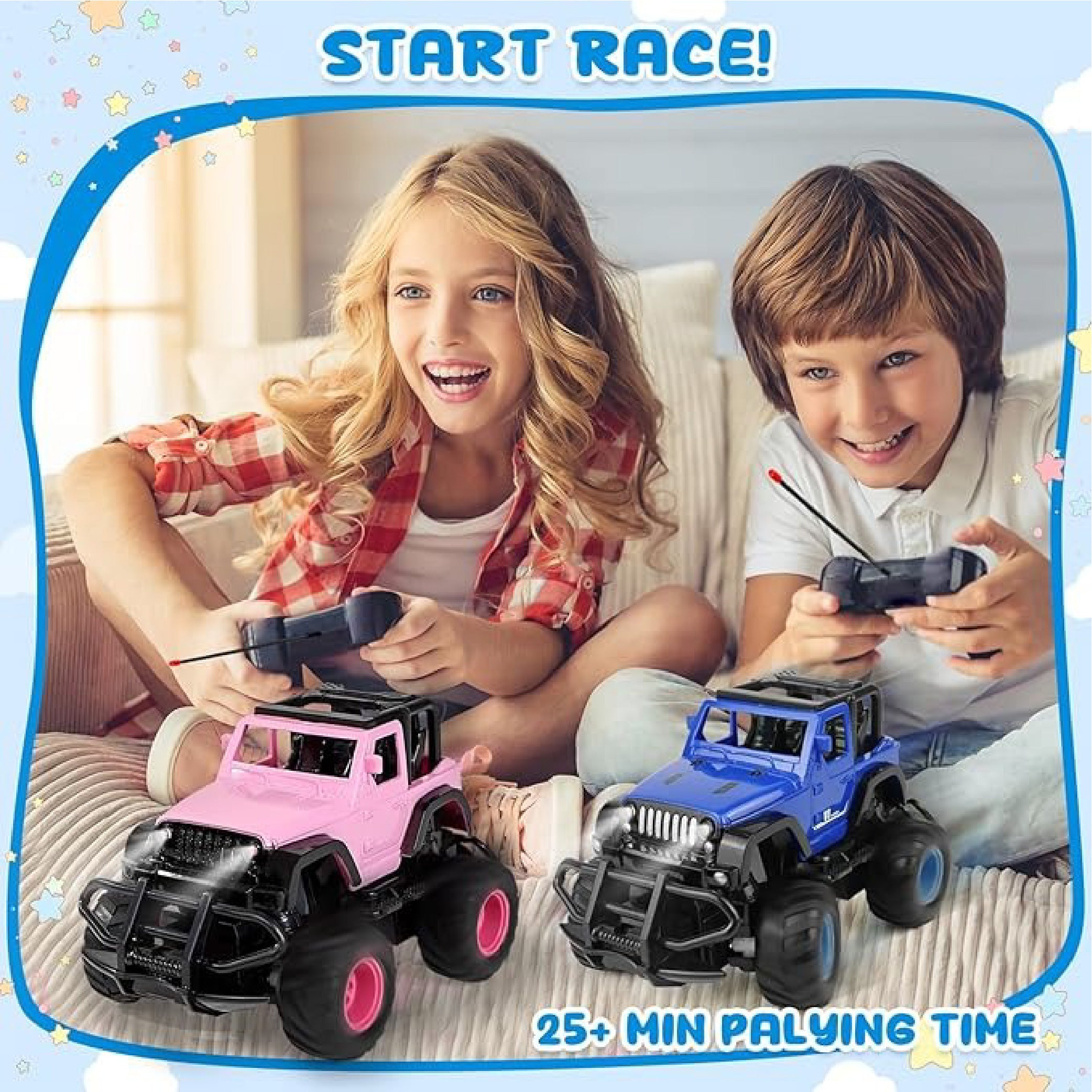 Remote Control Monster Truck Toy - USB Rechargeable with LED Headlights