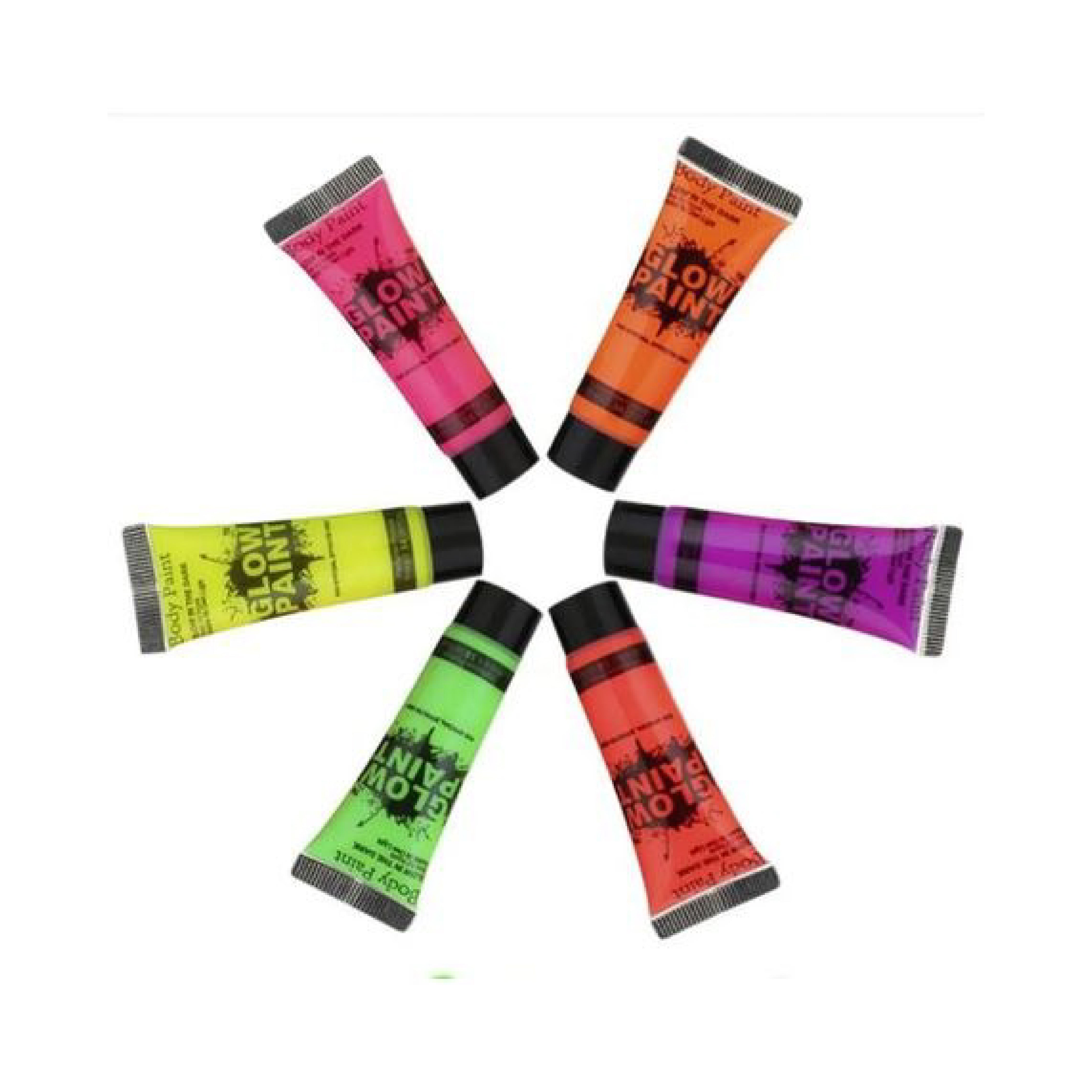 Glow in the Dark Paint - UV Reactive Neon Colors, 6 Tube Party Pack