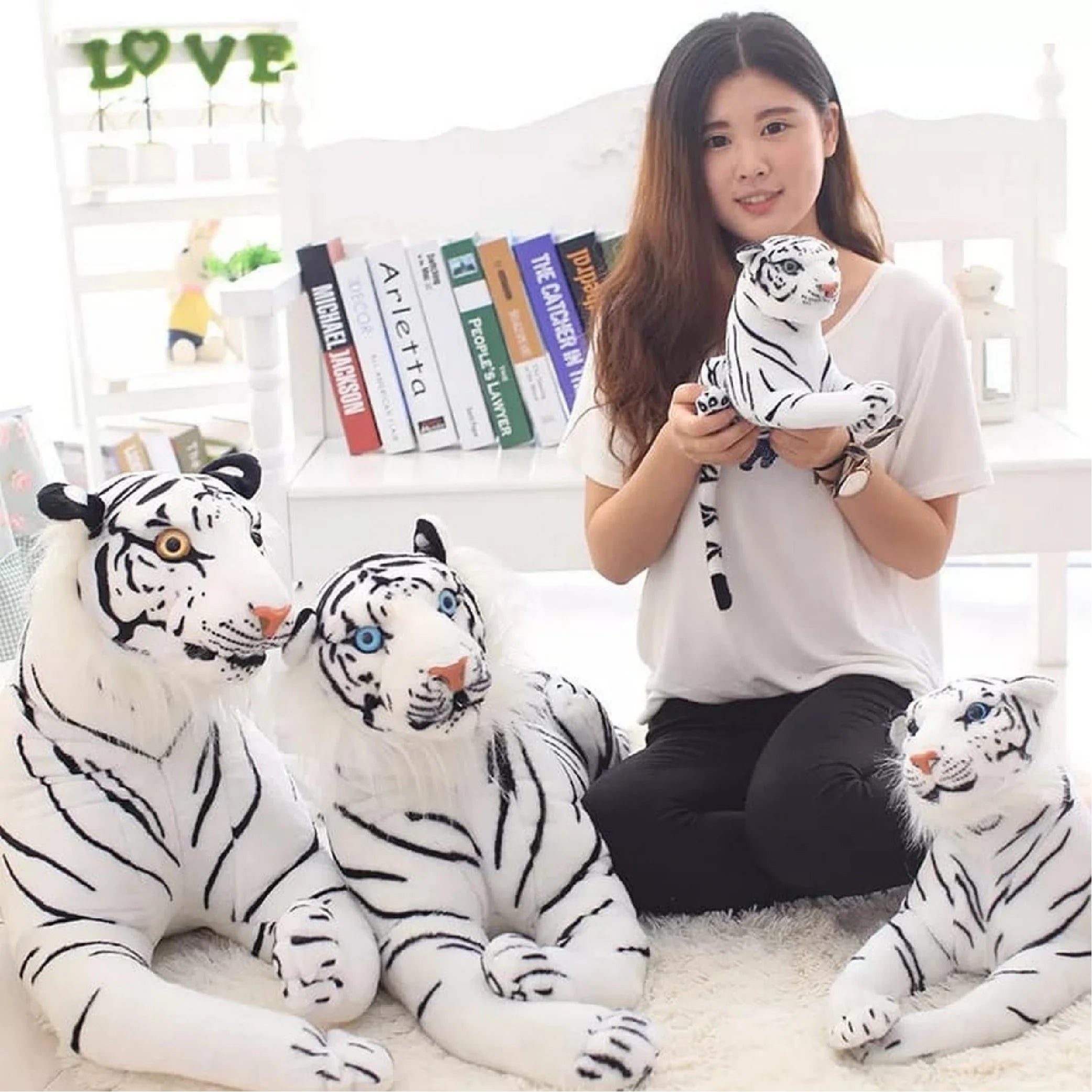 Giant Plush White Tiger Doll - Huge Simulation Toy