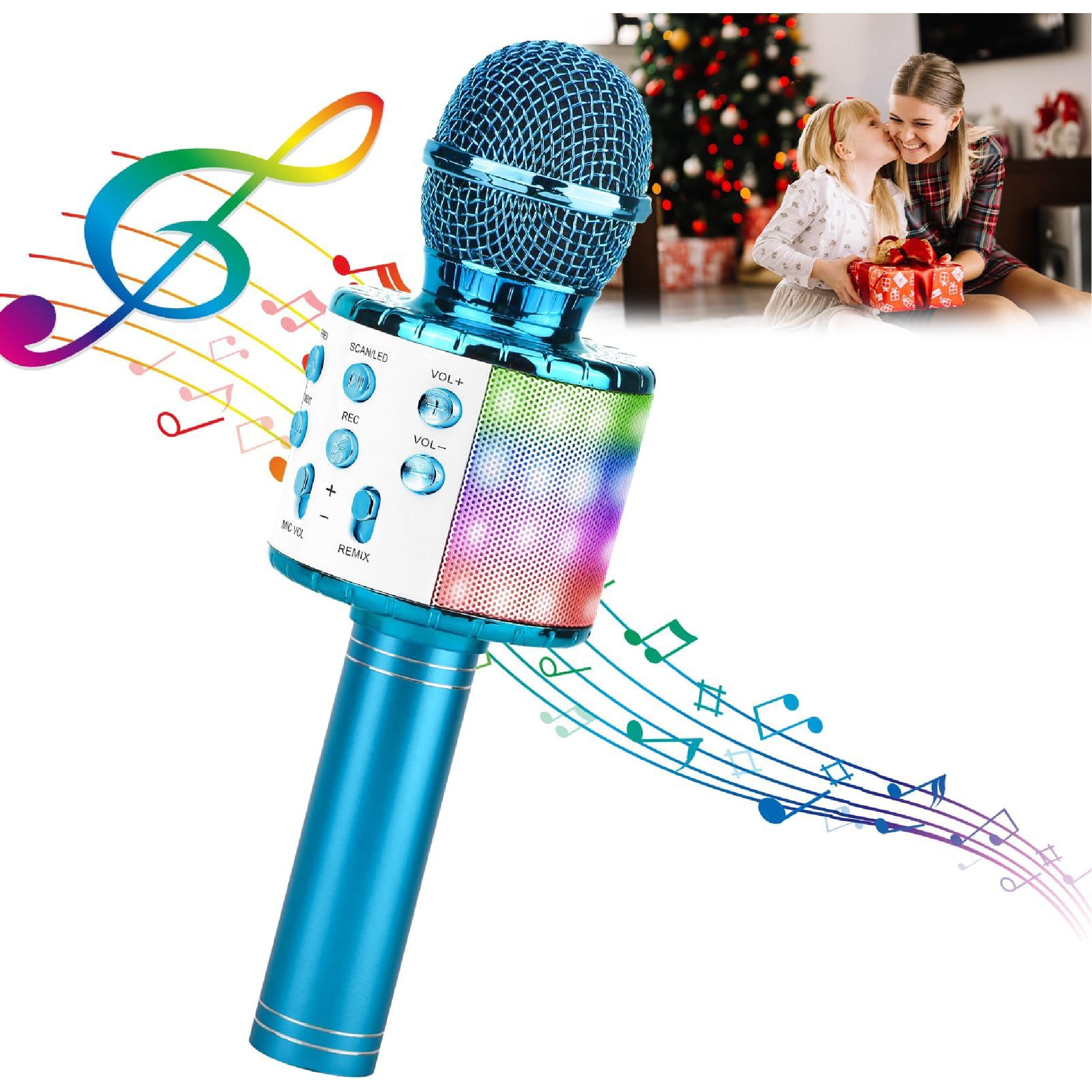 Wireless Karaoke Microphone with LED Lights