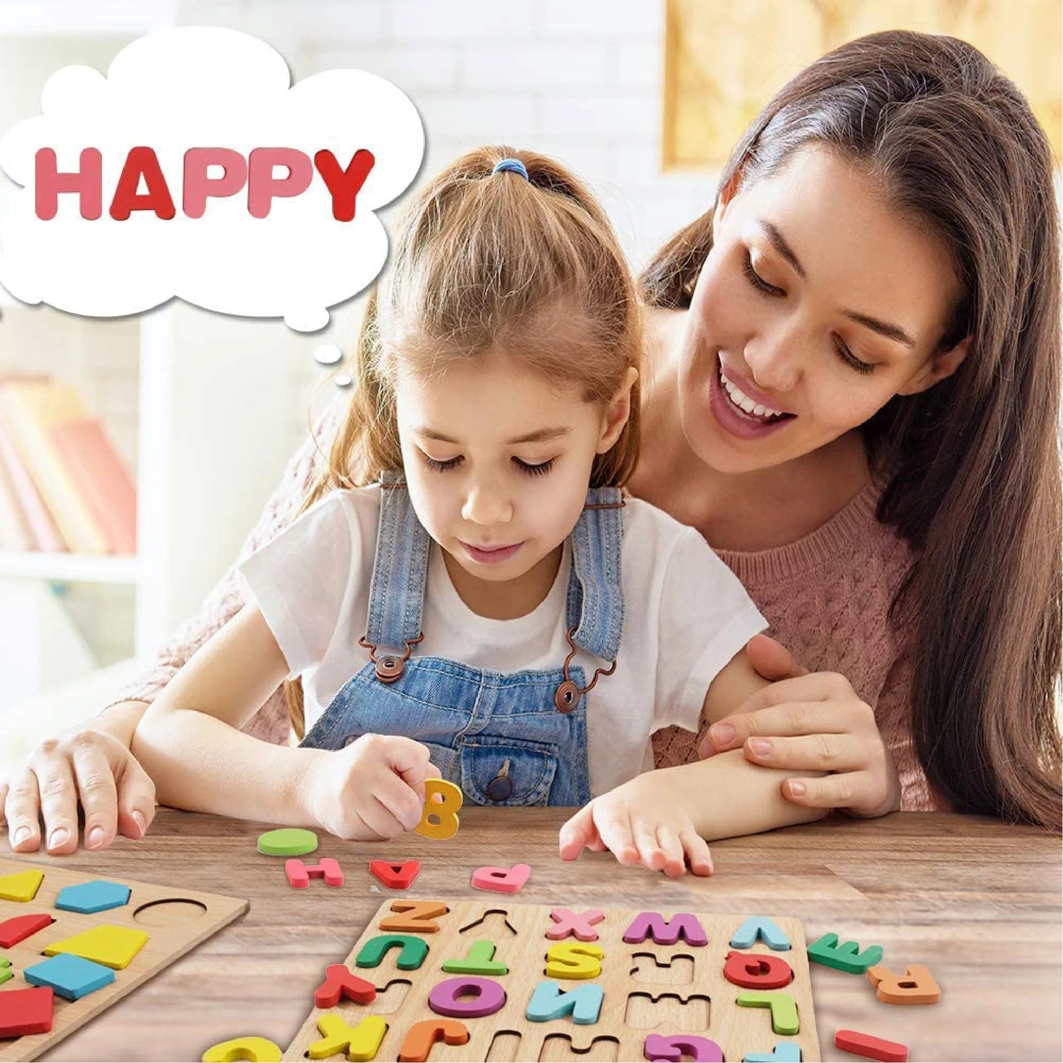 Wooden Alphabet Puzzle Board - Fun Educational Toy