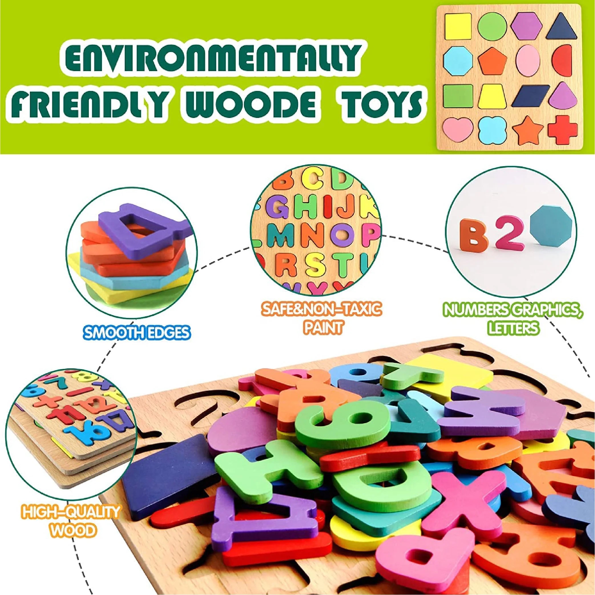 Wooden Alphabet Puzzle Board - Fun Educational Toy