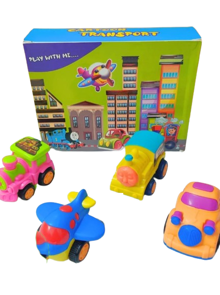 Adorable 4-Piece Cartoon Car Set