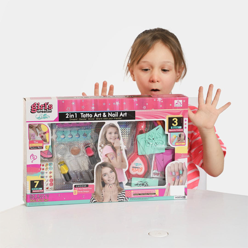 2-in-1 Tattoo & Nail Art Play Set for Girls